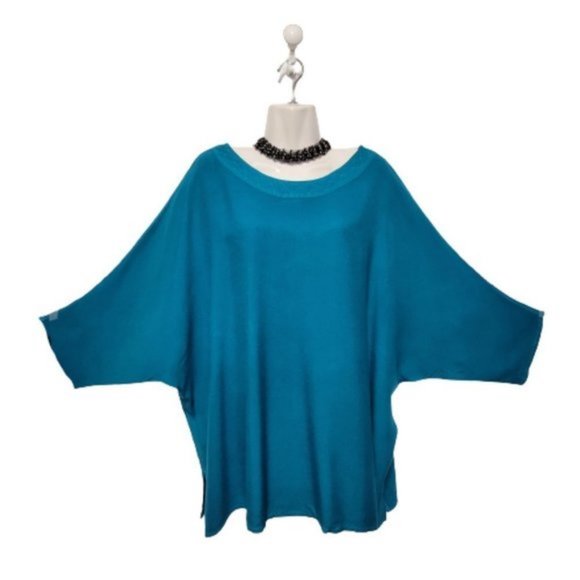 Blue Cotton Top with Dolman Sleeve - Picture 2 of 9